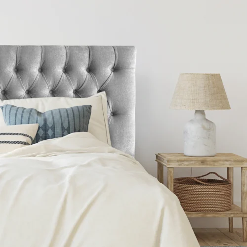 Respaldo de Cama Capitoné Premium Lino Gris Plata