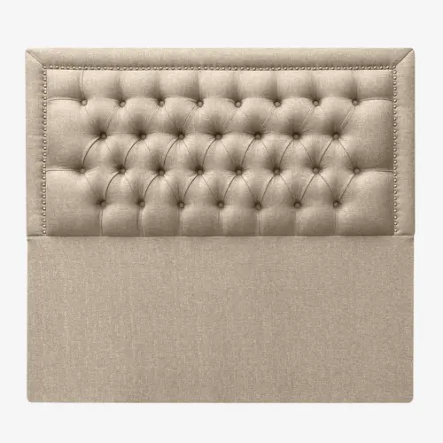 Respaldo de Cama Capitoné Frame Tachas King Lino Beige