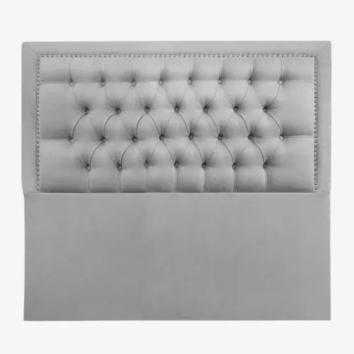 Respaldo de Cama Capitoné Frame Tachas King Lino Gris Plata