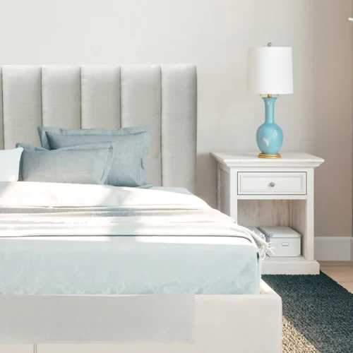 Respaldo de Cama Tubular Vertical Lino Crema