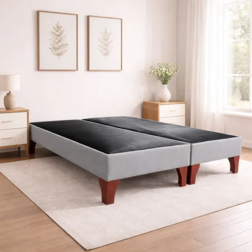 Base de Cama Europea Lino Gris Plata