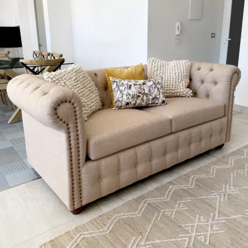 Sofá Chesterfield Lino Beige