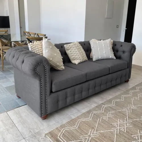 Sofá Chesterfield Lino Grafito