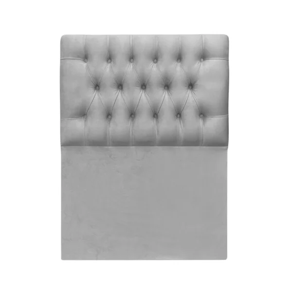 Respaldo de Cama Capitoné Premium 1.5 Plaza Felpa Gris Plata