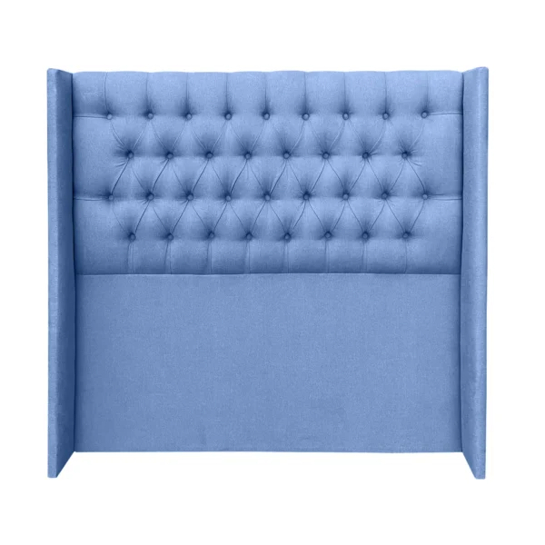 Respaldo de Cama Capitoné Wing Recto 2 Plazas Lino Azul