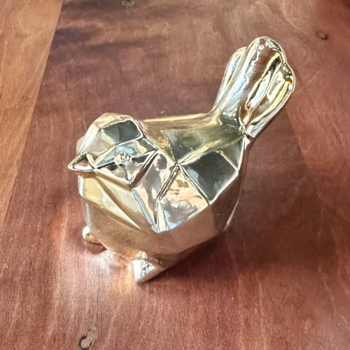 Pájaro Metalizado Dorado Mediano