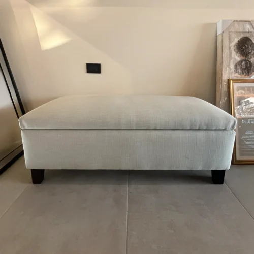 Banqueta Baúl Flat Lino Crudo Grisáceo 120x45 cm Cyber
