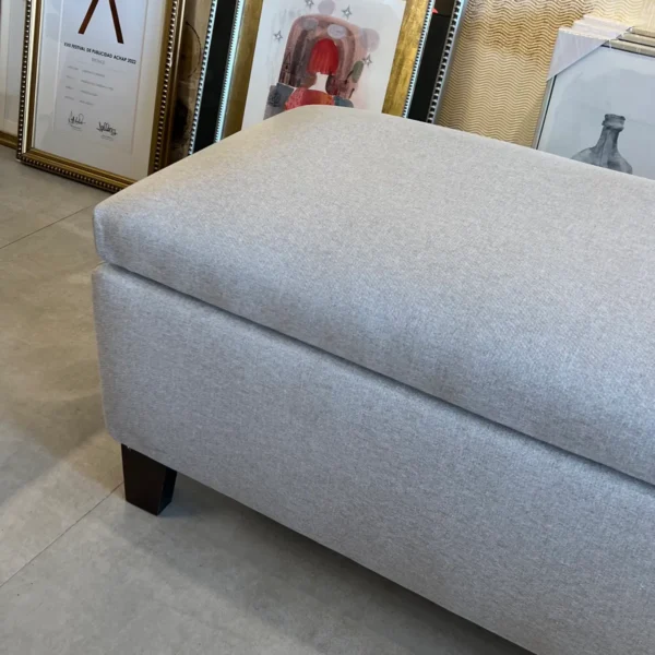 Banqueta Baúl Flat Lino Gris Plata 140x45 cm Cyber - Imagen 3