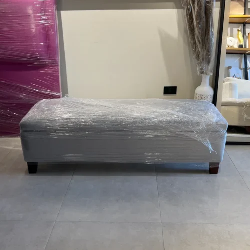 Banqueta Baúl Flat Lino Gris Plata 140x45 cm Cyber