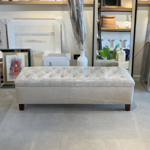 Banqueta Baúl Praga Lino Beige 140x45 cm Cyber