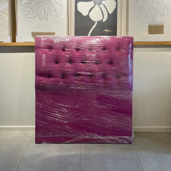 Respaldo Capitoné Premium 1.5 Plaza Lino Fucsia Cyber