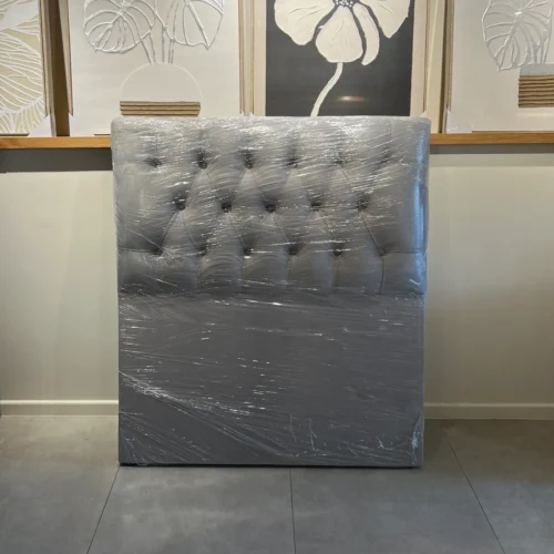 Respaldo Capitoné Premium 1.5 Plaza Felpa Gris Plata Cyber