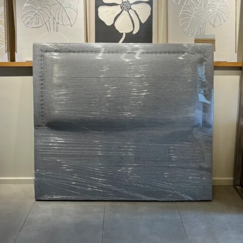 Respaldo Flat Frame Tachas 2 Plazas Lino Gris Plata Cyber
