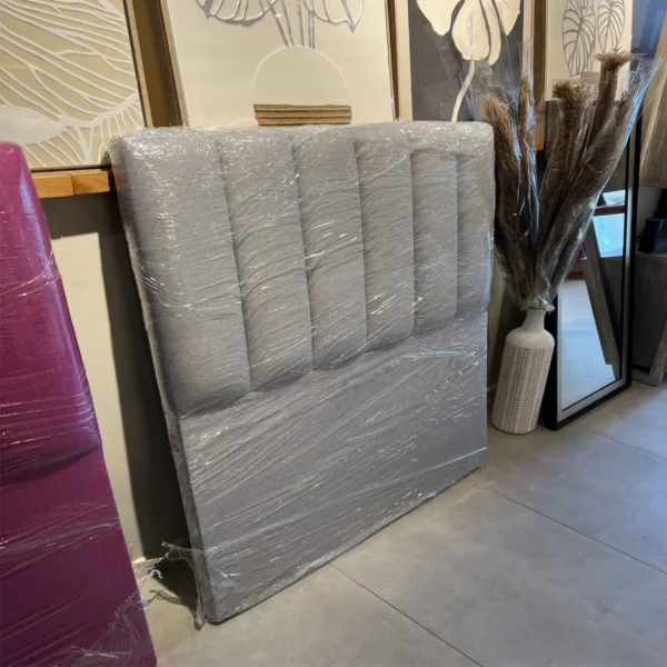 Respaldo Tubular 1.5 Plaza Lino Gris Plata Cyber - Imagen 3