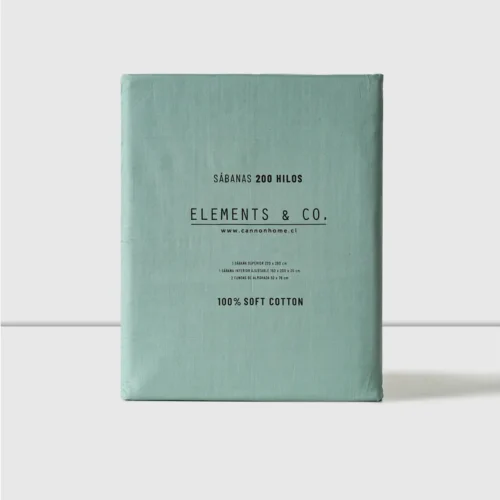 Sábanas 2 Plazas 200 Hilos Menta 100% Algodón Element & Co