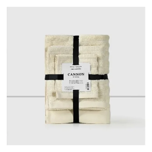 Set 6 Toallas 100% Algodón Baño Mano Visita Lisa Ivory Cannon Home