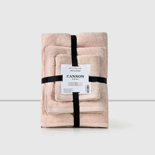 Set 6 Toallas 100% Algodón Baño Mano Visita Lisa Rosa Cannon Home