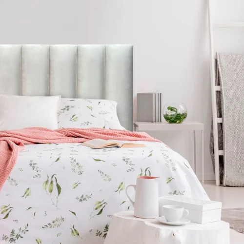 Respaldo de Cama Tubular Vertical Felpa Crudo