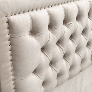 Respaldo de Cama Capitoné Frame Tachas Felpa Beige