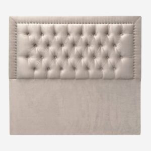Respaldo de Cama Capitoné Frame Tachas Felpa Beige