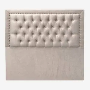 Respaldo de Cama Capitoné Frame Tachas Felpa Beige
