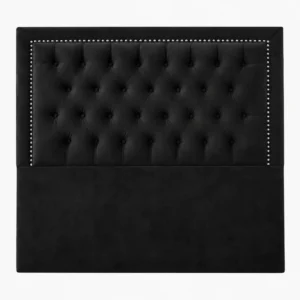 Respaldo de Cama Capitoné Frame Tachas Felpa Negro