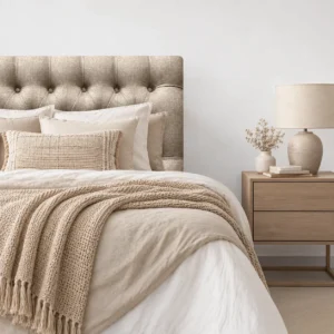 Respaldo de Cama Capitoné Premium Lino Beige