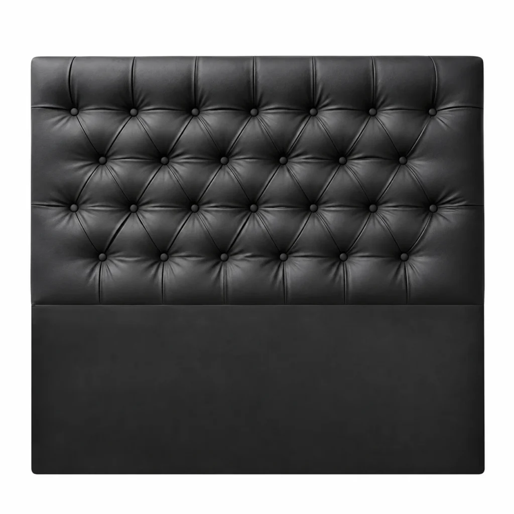 Respaldo de Cama Capitoné Premium Ecocuero Negro