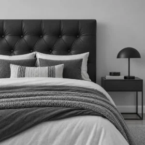 Respaldo de Cama Capitoné Premium Ecocuero Negro