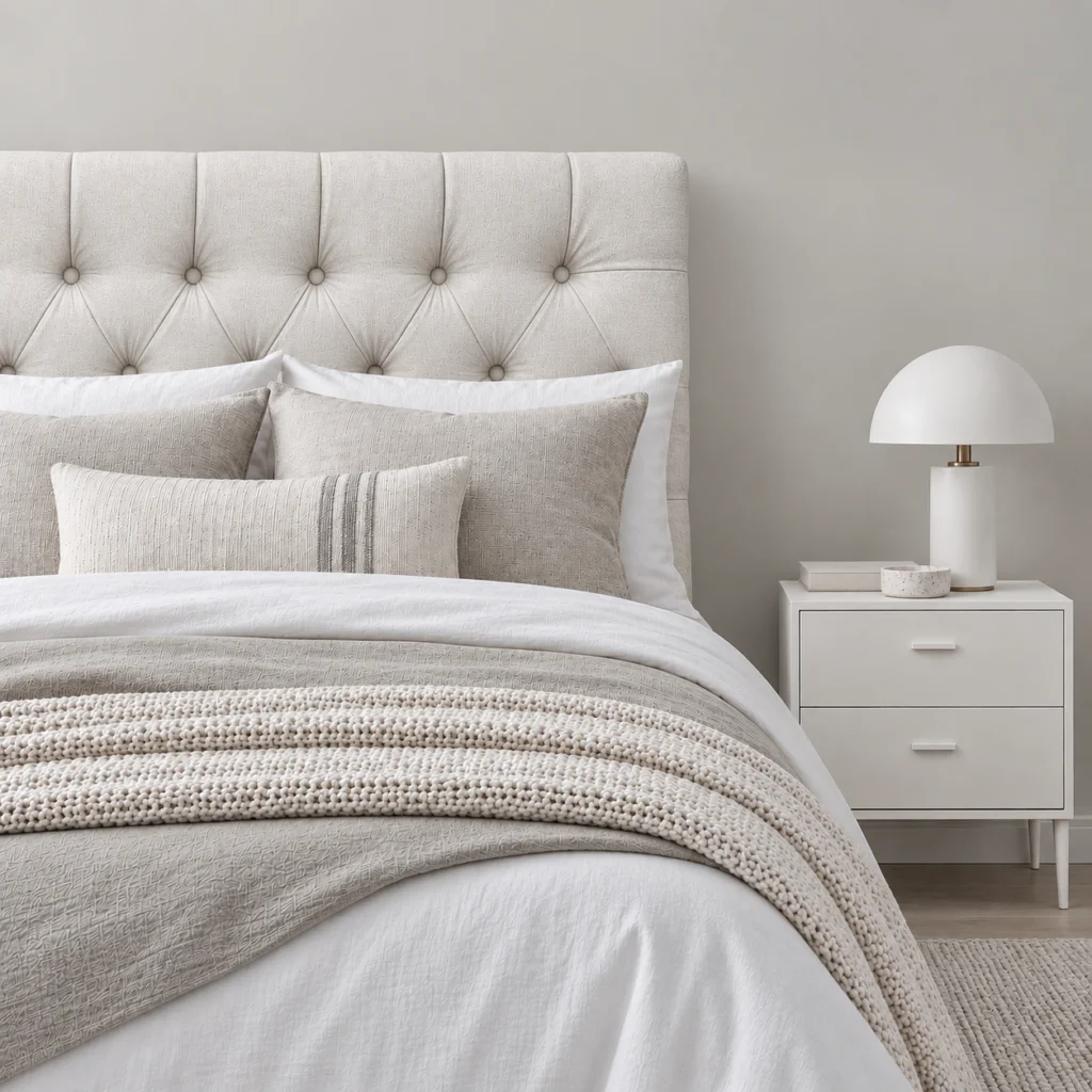 Respaldo de Cama Capitoné Premium Lino Crudo