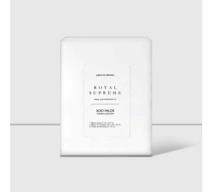 Sábanas 2 Plazas 300 Hilos Liso Blanco 100% Algodón Royal Supreme