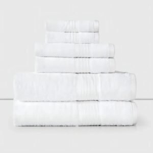 Set 6 Toallas 100% Algodón Baño Mano Visita Lisa Blanca Cannon Home
