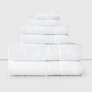 Set 6 Toallas 100% Algodón Baño Mano Visita Lisa Blanca Cannon Home