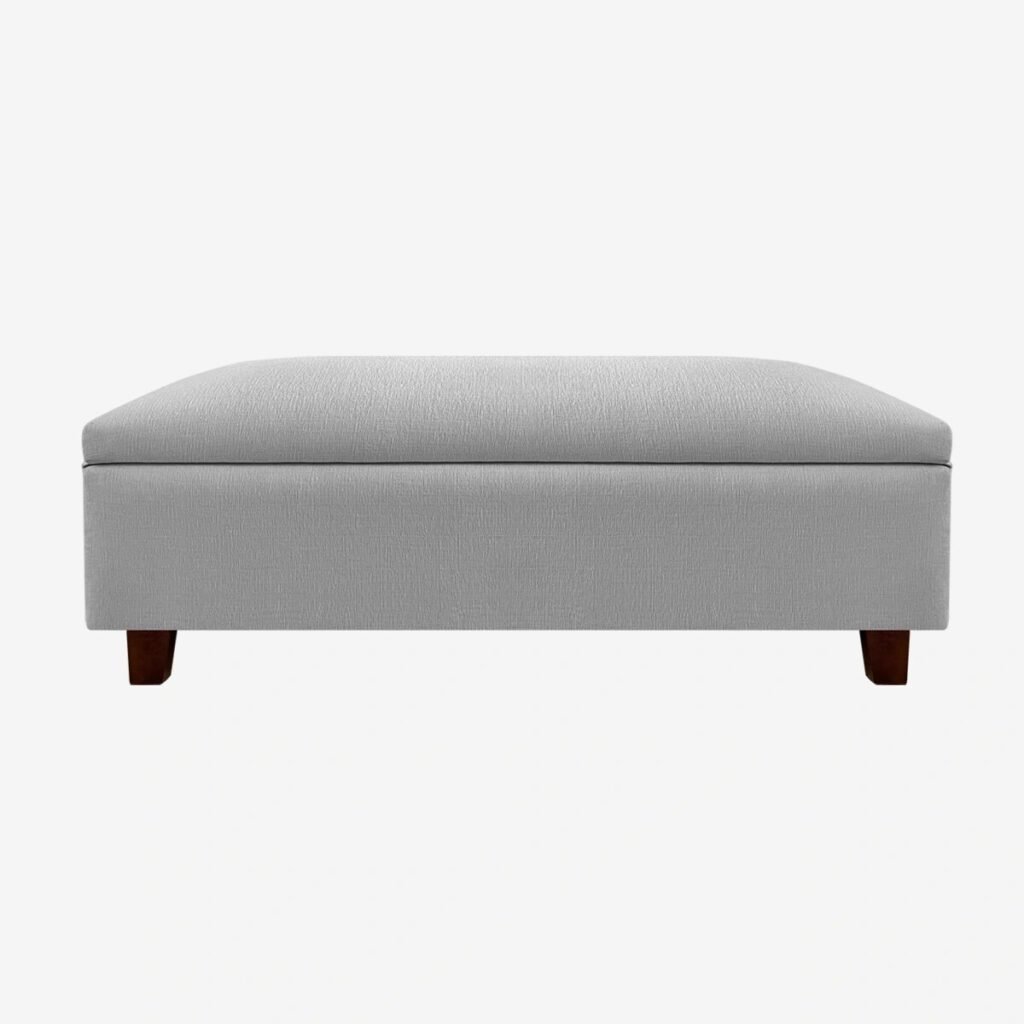 Banqueta Baúl Flat Lino Gris Plata