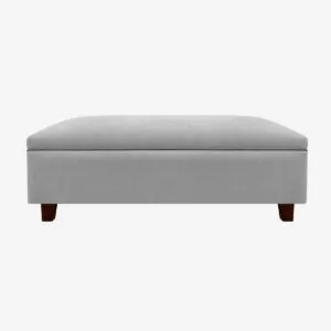 Banqueta Baúl Flat Lino Gris Plata