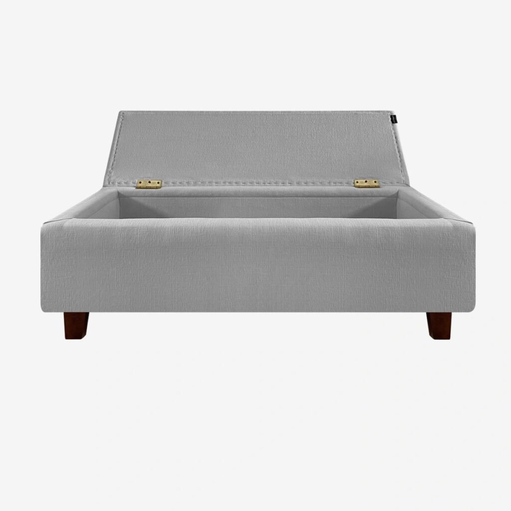 Banqueta Baúl Flat Lino Gris Plata