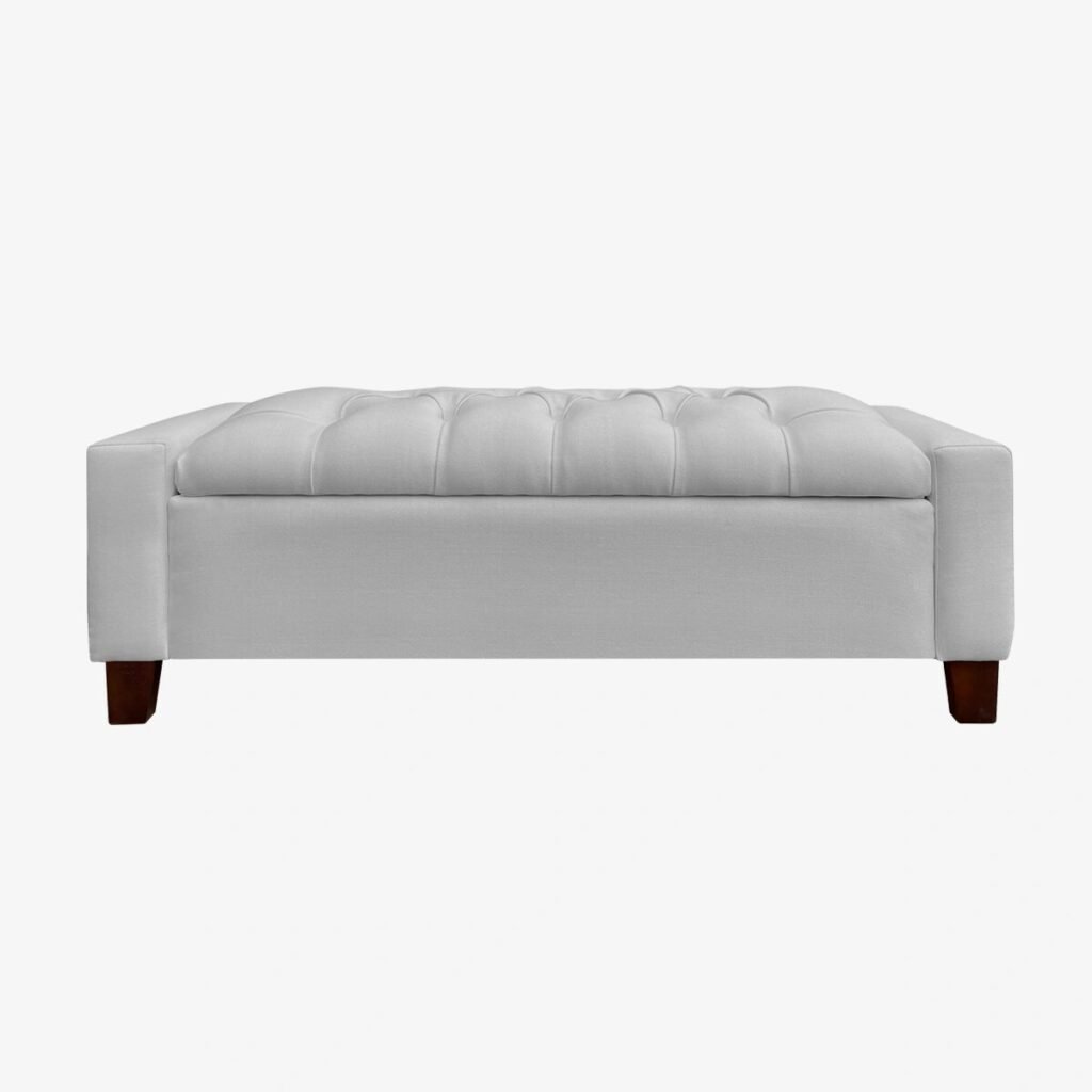 Banqueta Bául Atenea Lino Gris Plata