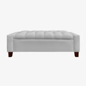 Banqueta Bául Atenea Lino Gris Plata
