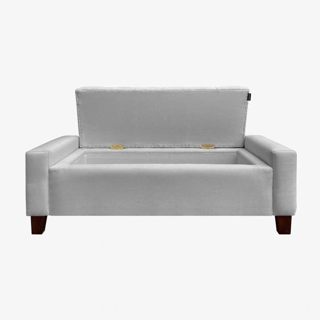 Banqueta Bául Atenea Lino Gris Plata
