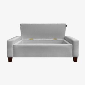 Banqueta Bául Atenea Lino Gris Plata