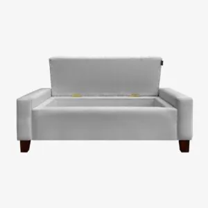 Banqueta Bául Atenea Lino Gris Plata