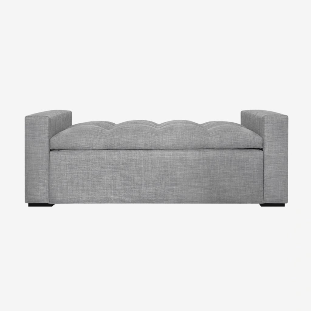 Banqueta Bául Milano Lino Gris Plata
