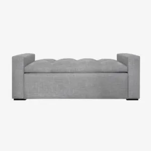 Banqueta Bául Milano Lino Gris Plata