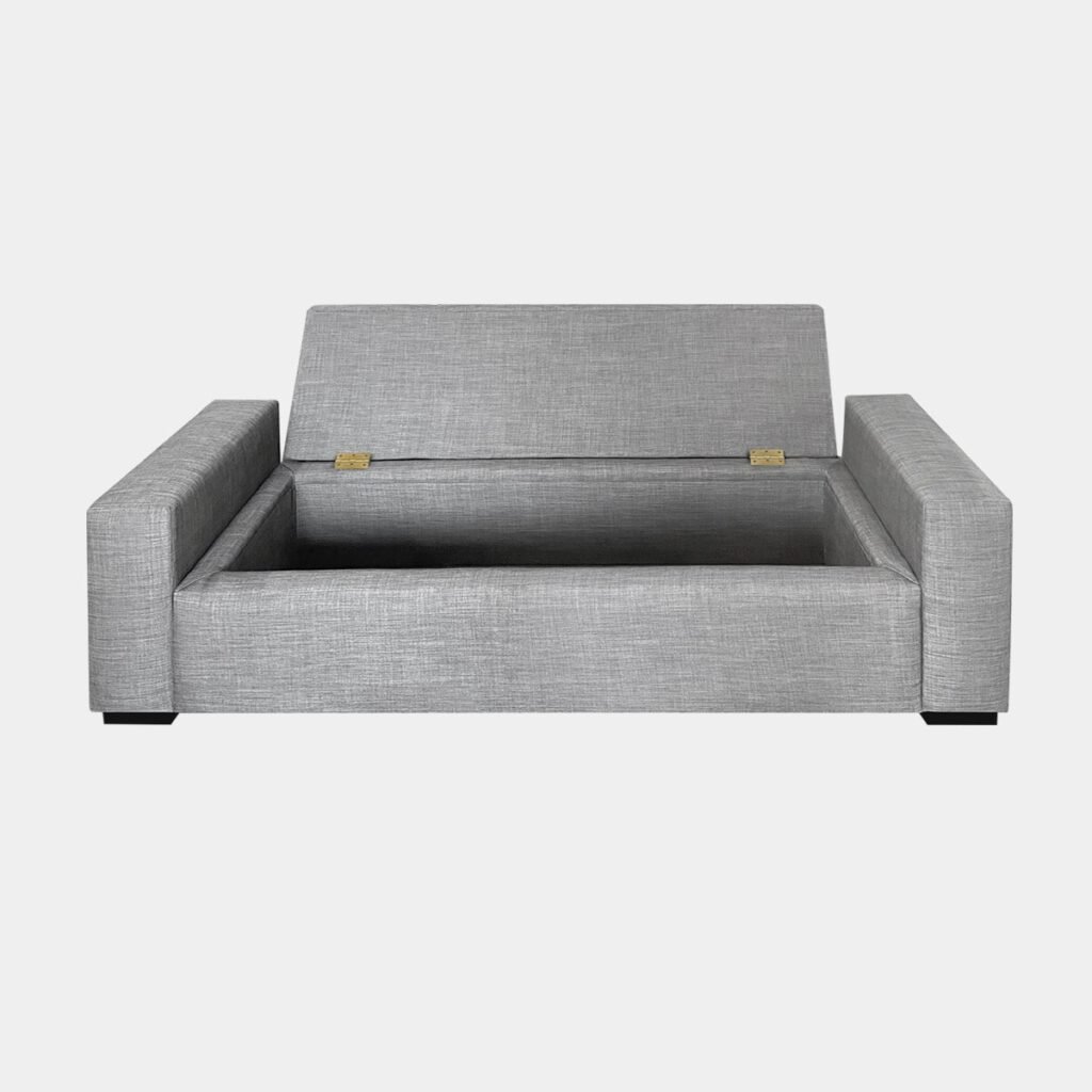 Banqueta Bául Milano Lino Gris Plata