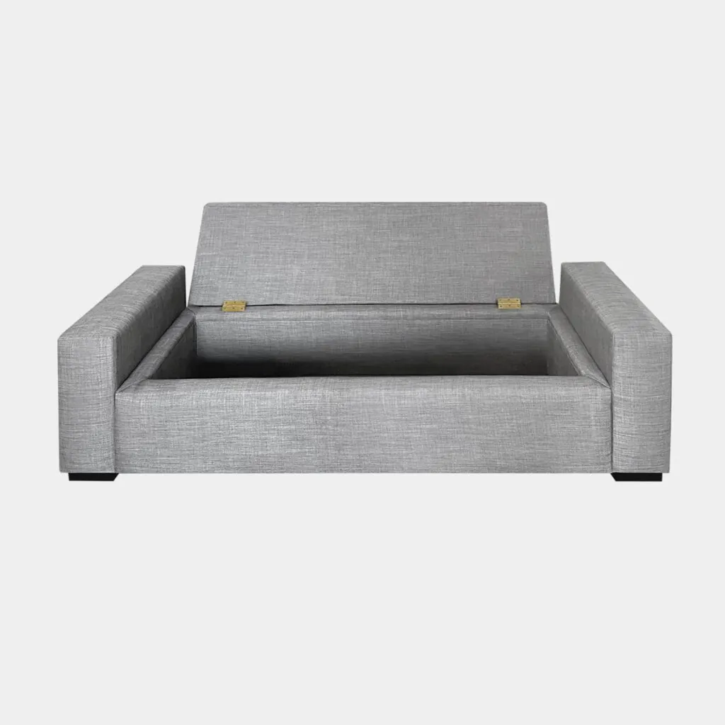 Banqueta Bául Milano Lino Gris Plata
