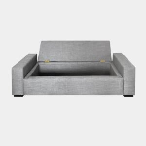 Banqueta Bául Milano Lino Gris Plata