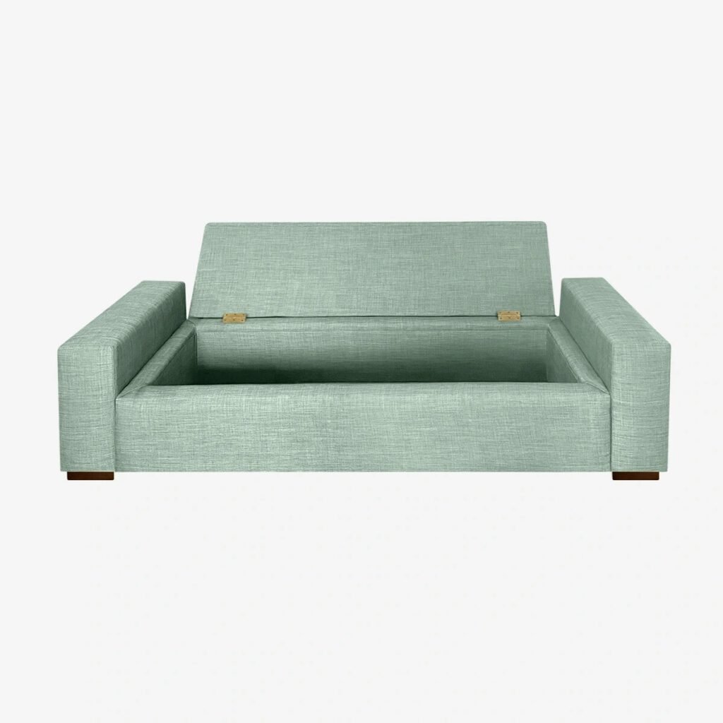 Banqueta Bául Milano Lino Verde Jeans