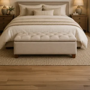 Banqueta Baúl Praga Felpa Beige