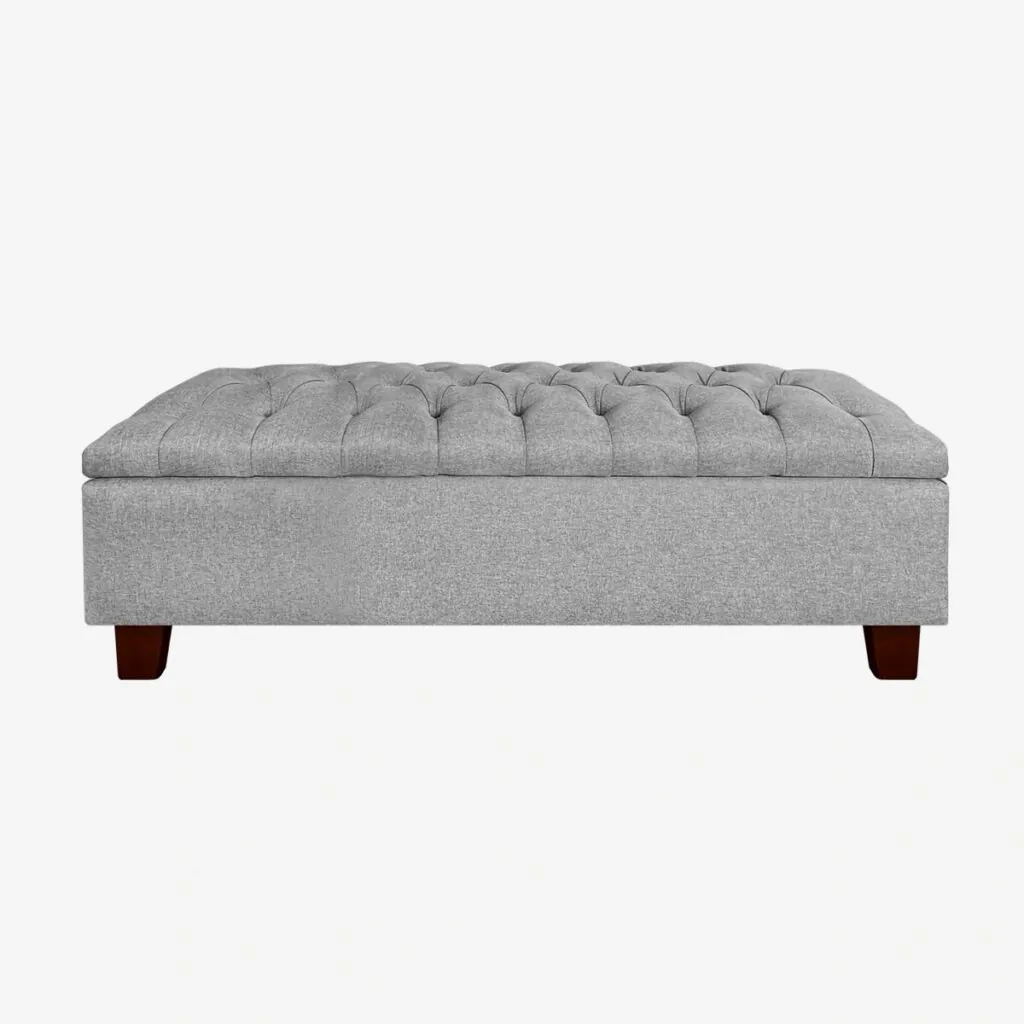 Banqueta Baúl Praga Lino Gris Plata