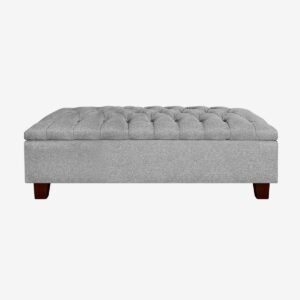 Banqueta Baúl Praga Lino Gris Plata